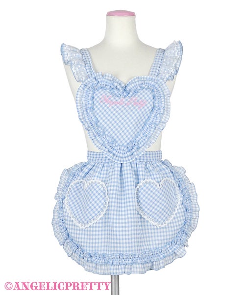 Heart Gingham Frill Apron (2022) by Angelic Pretty