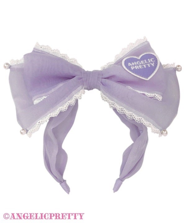 Heart Patch Organdy Ribbon Head Bow by Angelic Pretty