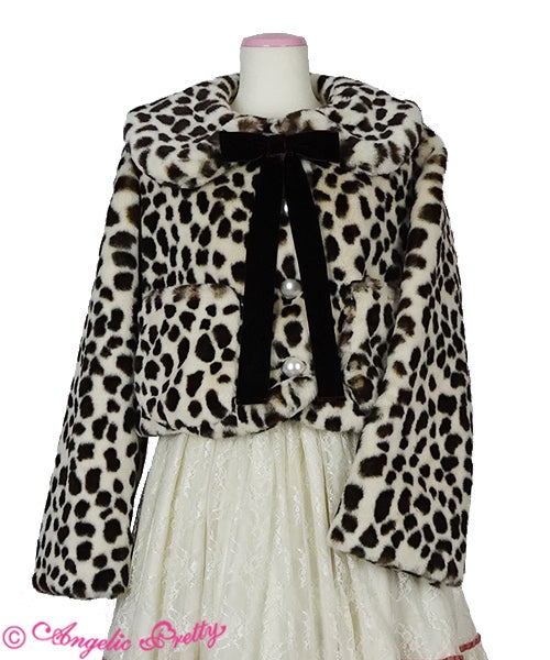 Lady Leopard Fur Short Coat by Angelic Pretty