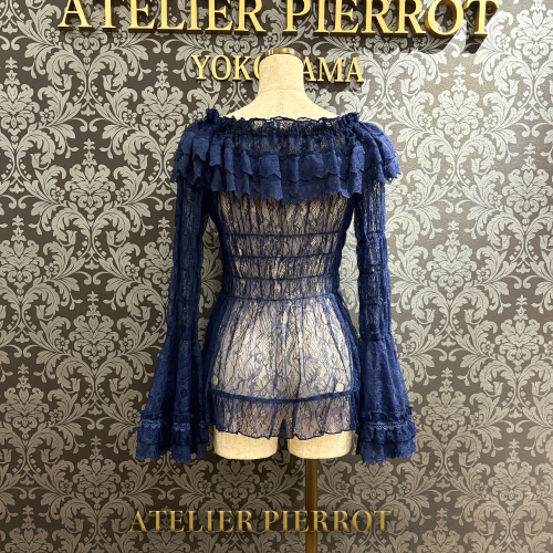 Shirring Princess Sleeve Blouse-Lace by Atelier Pierrot
