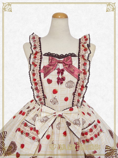 れもんBABYStrawberry Loves Chocolate柄セット Strawberry Loves Chocolate Apron Frill JSK Set by Baby, the Stars