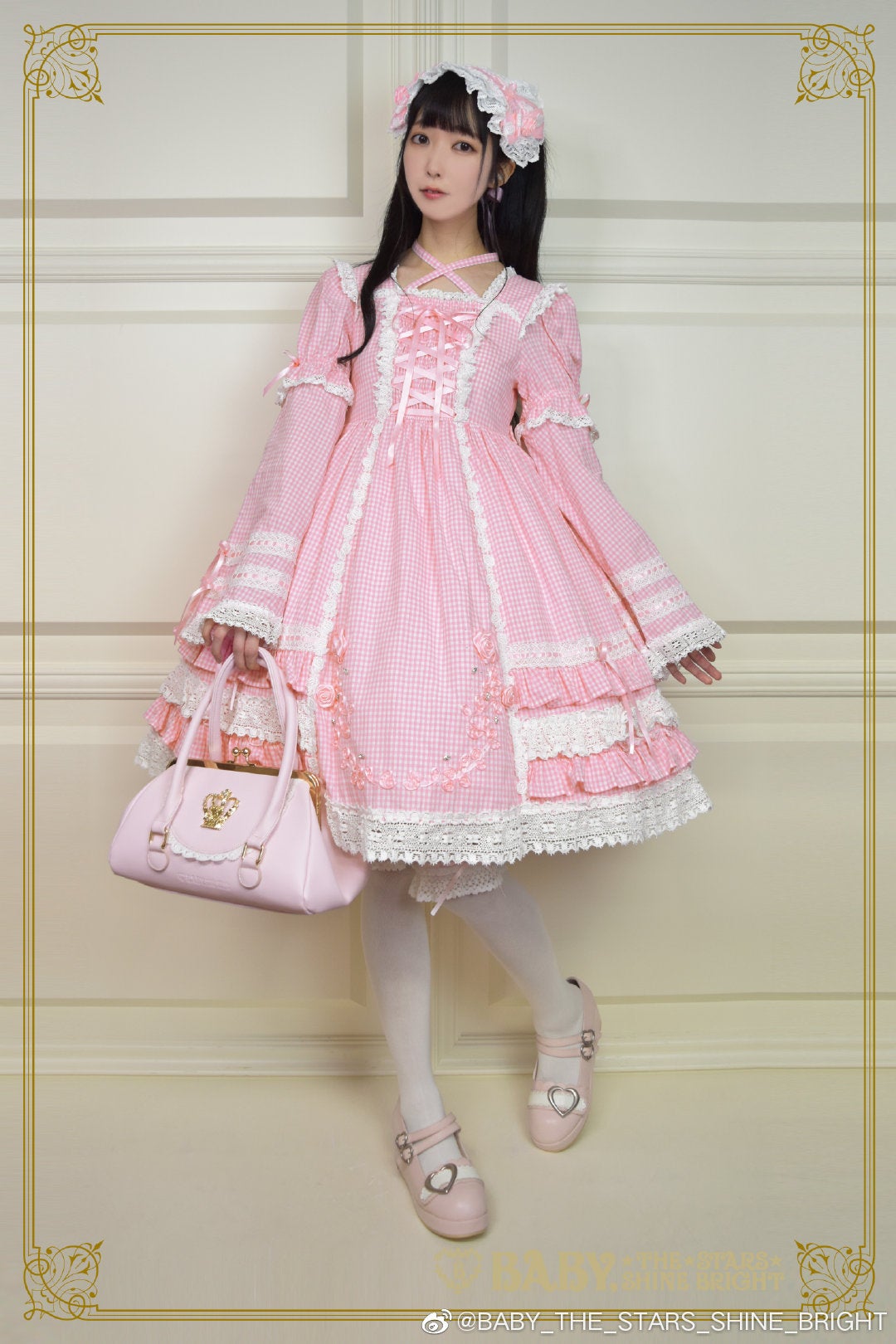 Gingham Check Creeping Rose Doll OP Set (2021) by Baby, the Stars