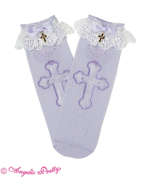 Sugar Cross Crew Length Socks by Angelic Pretty
