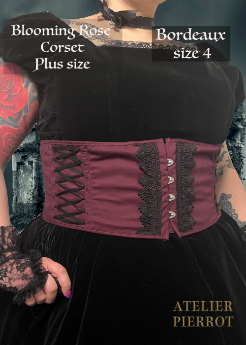 アトリエピエロ Blooming Rose ショートコルセット ボルドー Blooming Rose Short Corset (Plus Size) by Atelier Pierrot