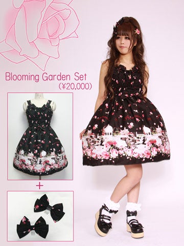 あきしゃーん専用♡Spring Butterflyblack系 Blooming Garden Shirring JSK Set by Metamorphose Temps de Fille