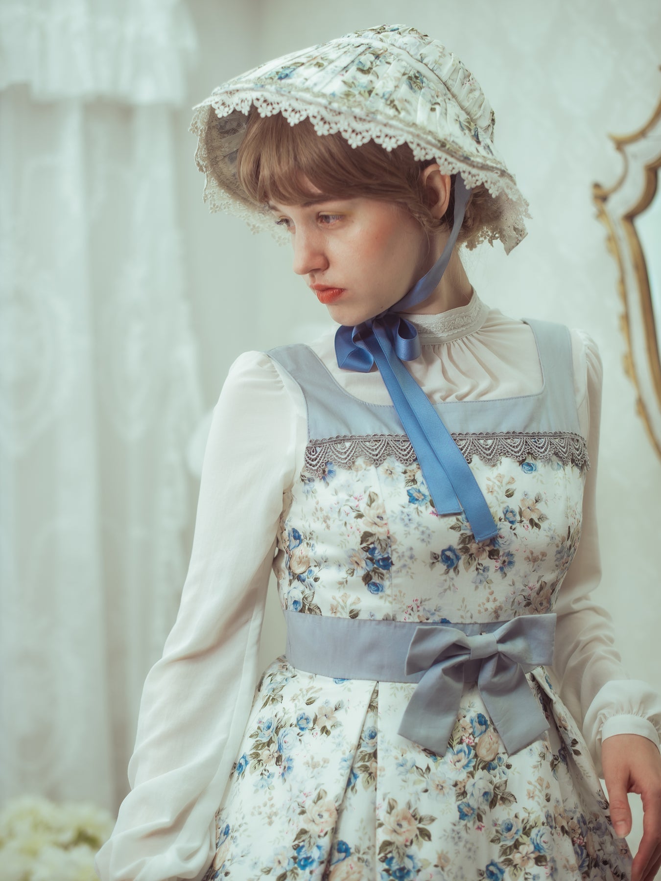 Victorian maiden　ドールハット　グレージュ Rococo Bouquet Print Doll Hat by Victorian Maiden