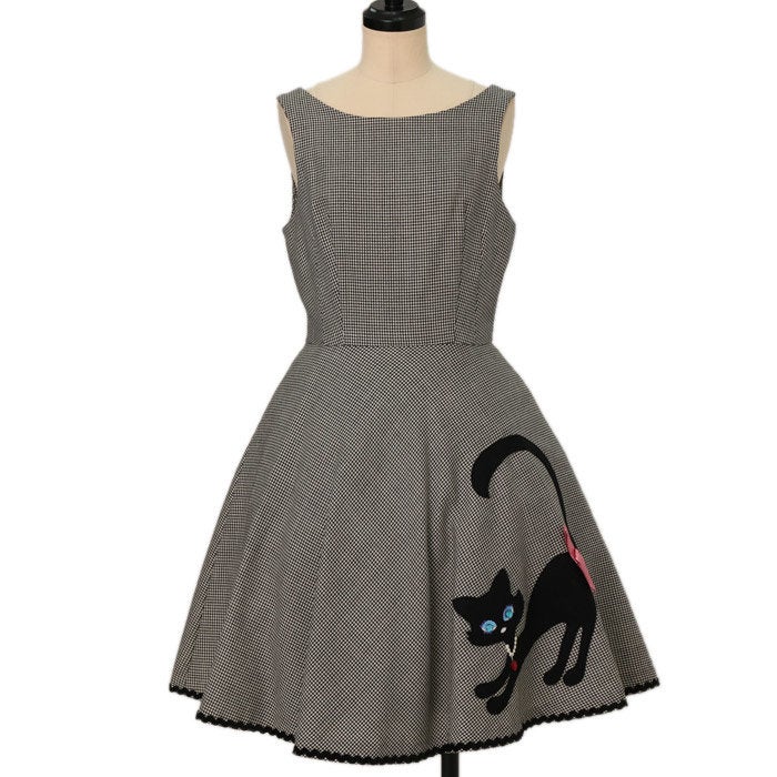 Houndstooth and Cat Applique JSK by Emily Temple Cute