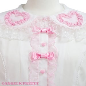 Frill Heart Detachable Sleeves Blouse (2024) by Angelic Pretty