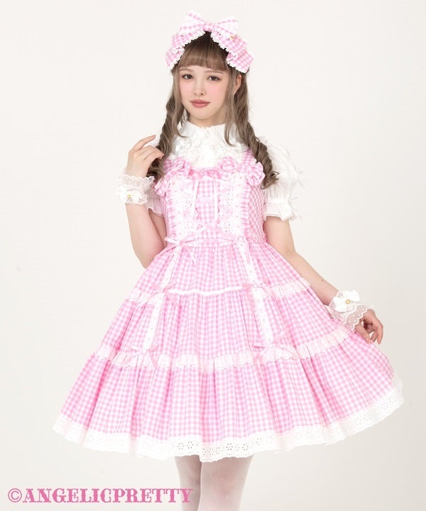 Shoulder Ribbon JSK (Gingham) (2025) by Angelic Pretty