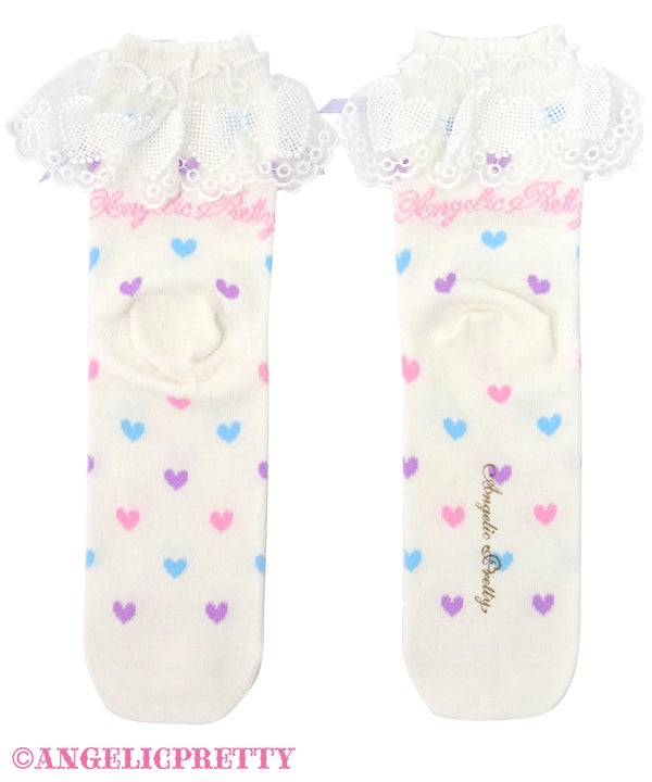 Candy Petit Heart Crew Length Socks by Angelic Pretty