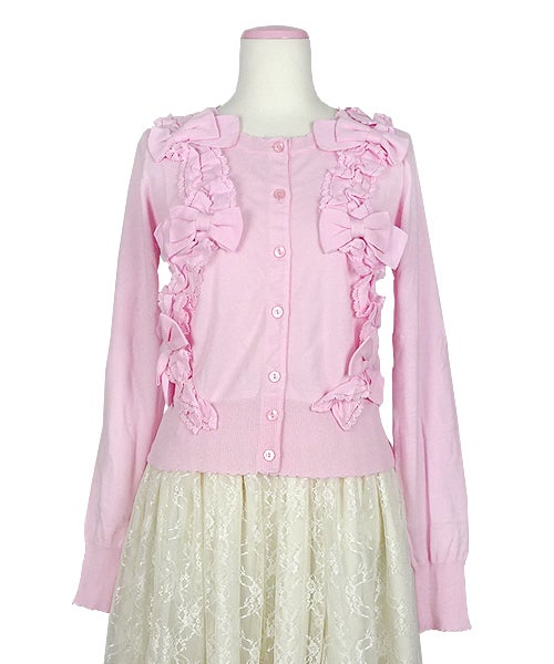 Ruffle Ribbon Knit Cardigan by Angelic Pretty