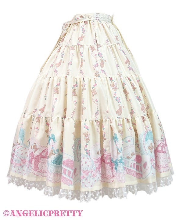 Dreaming Tiny Bear Apron-Style Tiered Skirt by Angelic Pretty