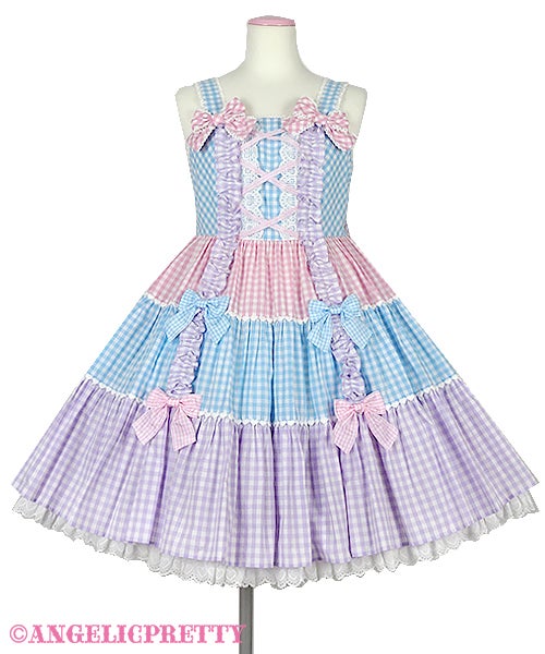 Angelic Pretty ギンガム配色肩リボン JSK＋KC Gingham Color Scheme Shoulder Ribbon JSK (2022) by Angelic Pretty