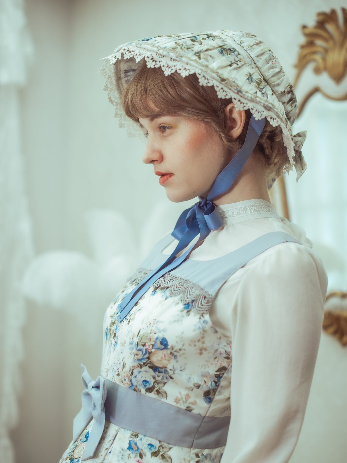 Rococo Bouquet Print Doll Hat by Victorian Maiden