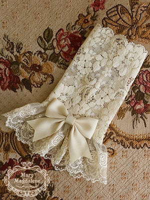 Mary Magdalene リボン付きレースカフス・ロング アイボリー Midi Lace Cuffs (2024) by Mary Magdalene