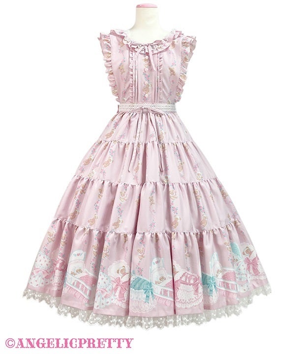 Dreaming Tiny Bear Apron-Style Tiered Skirt by Angelic Pretty