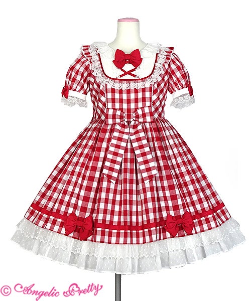 Angelic Pretty おすましDoll ギンガムチェック 赤 OP Osumashi Doll Gingham OP by Angelic Pretty