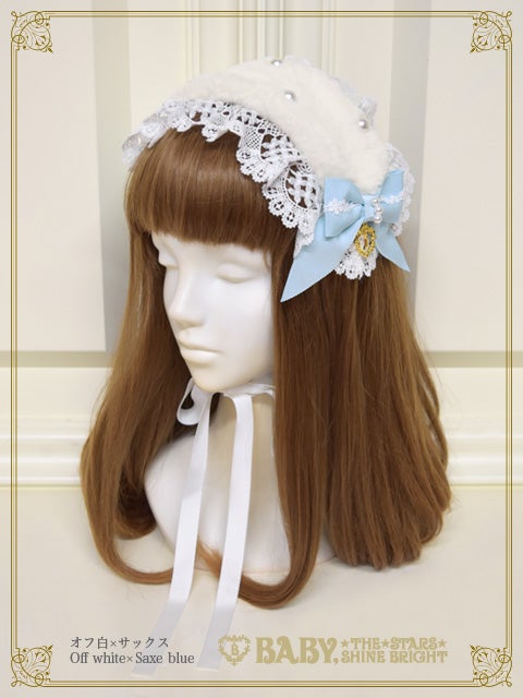 ♡ No.8 ドットリボンパールビジューとふわ雪ぽんぽんヘッドドレス blue♡ Pearl Fairy Headdress by Baby, the Stars Shine Bright