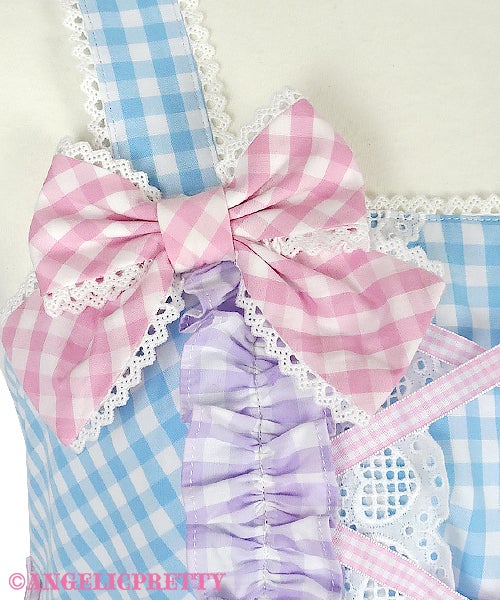 Gingham Color Scheme Shoulder Ribbon JSK (2022) by Angelic Pretty