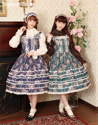 イノセントワールド ロリィタ 薔薇と十字架のレースJSK ボルドー Rose and Strawberry Cross Ribbon JSK by Innocent World