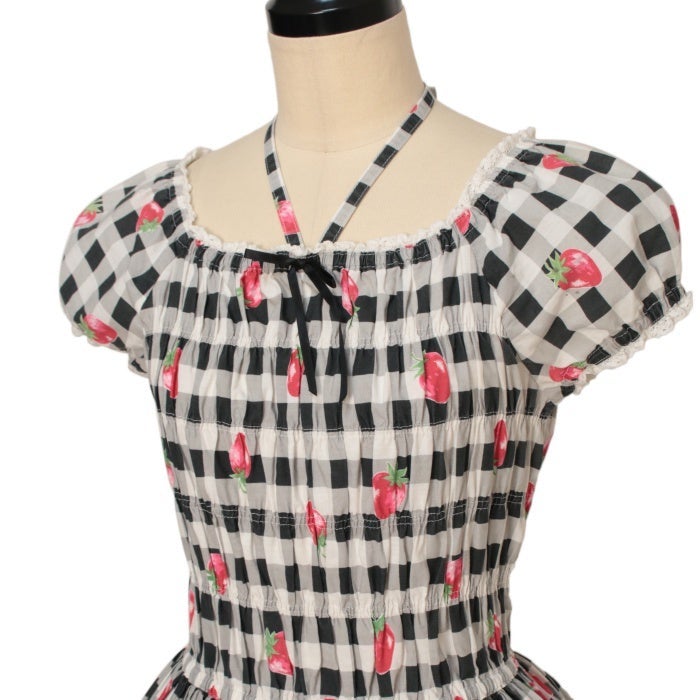 Gingham Strawberry Print OP by Emily Temple Cute