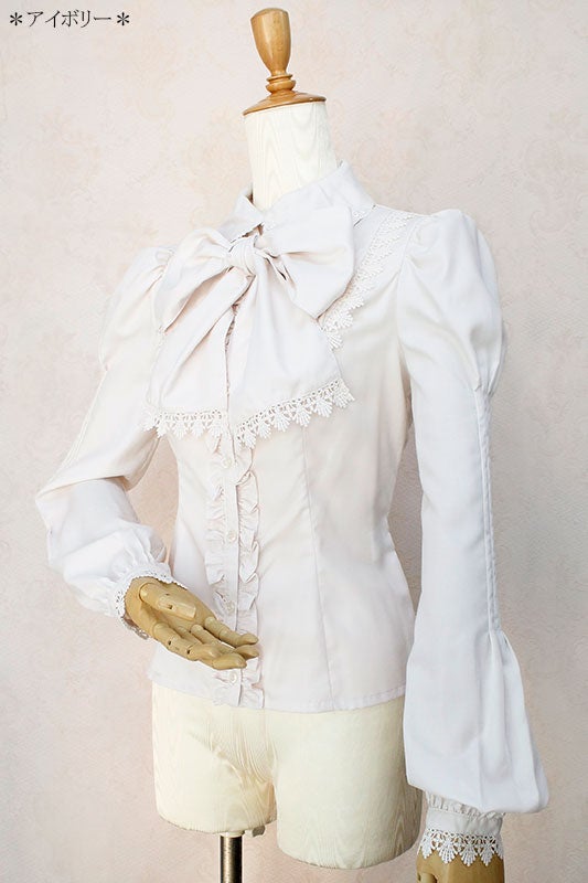 Victorian maiden ノーブルレースインタックブラウス 半袖 白 Noble Lace Intuck Blouse (2021) by Victorian Maiden