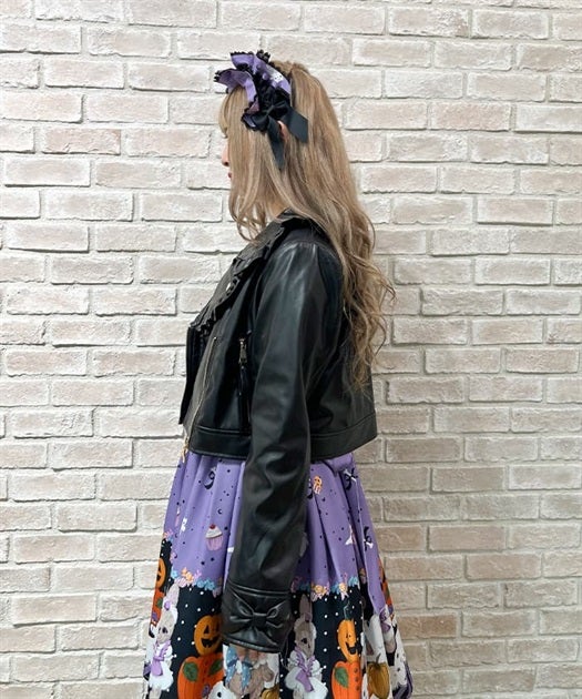axes femme kawaii フリル合皮ライダース Kawaii - Frill Faux Leather Rider Jacket by Axes Femme
