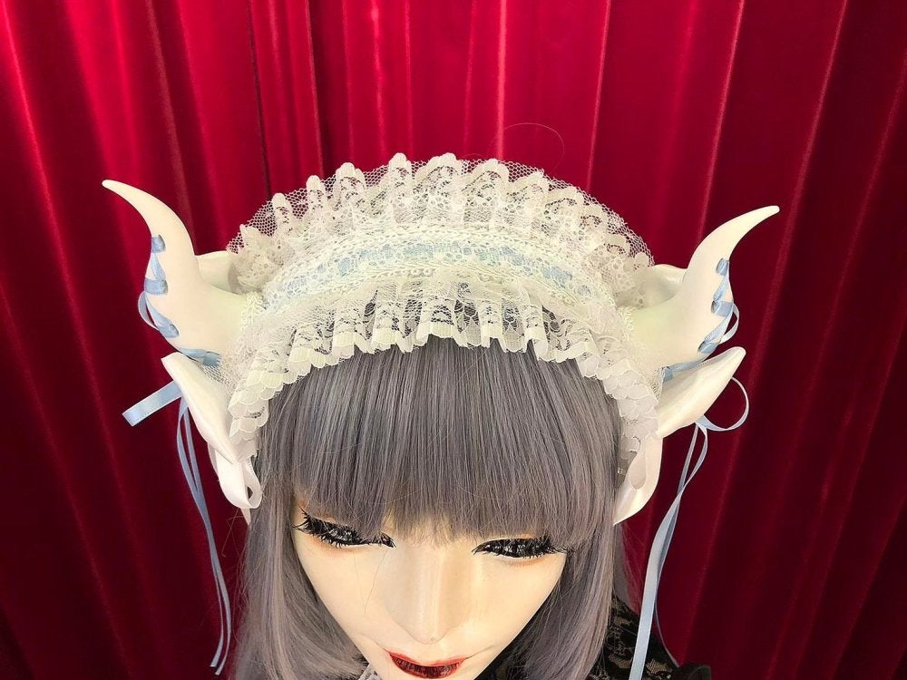 Estrellas ~ Devil Horns Lace Up Ribbon Headdress by Indie Brand