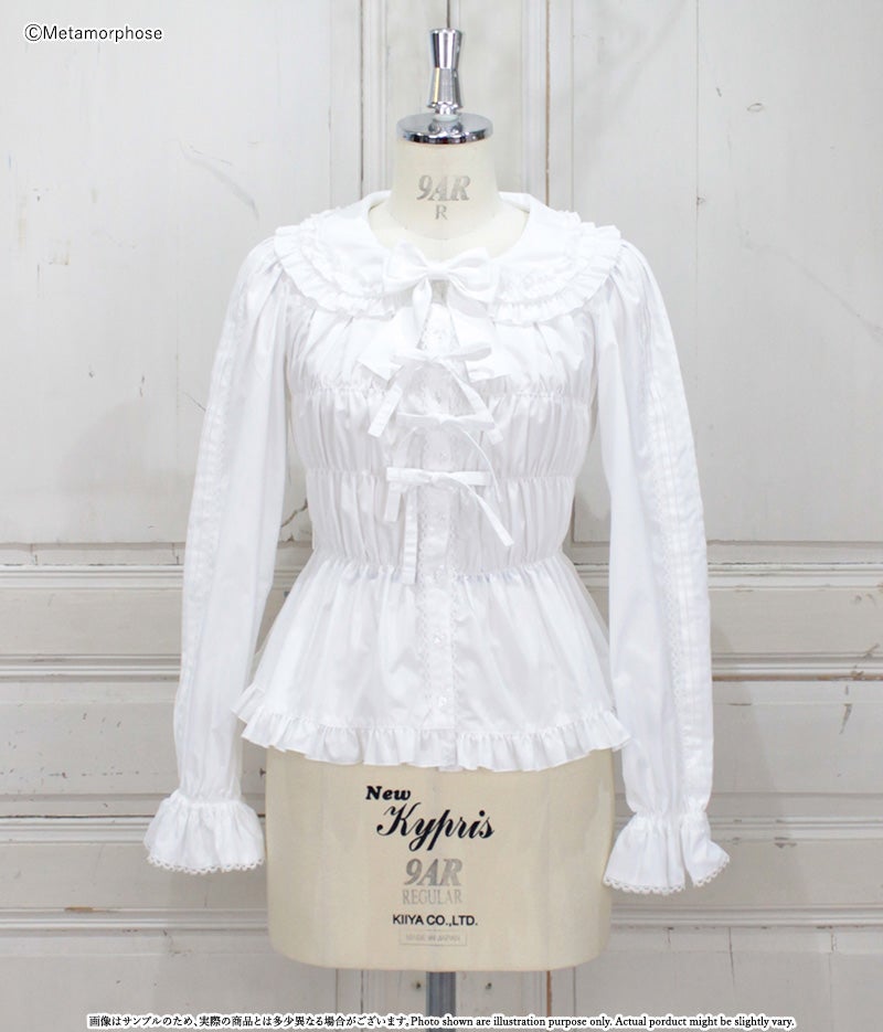 Round Collar Shirring Blouse by Metamorphose Temps de Fille