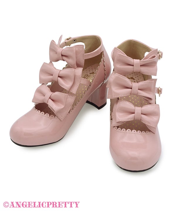 Enamel Chelsea Ribbon Shoes (2021) by Angelic Pretty