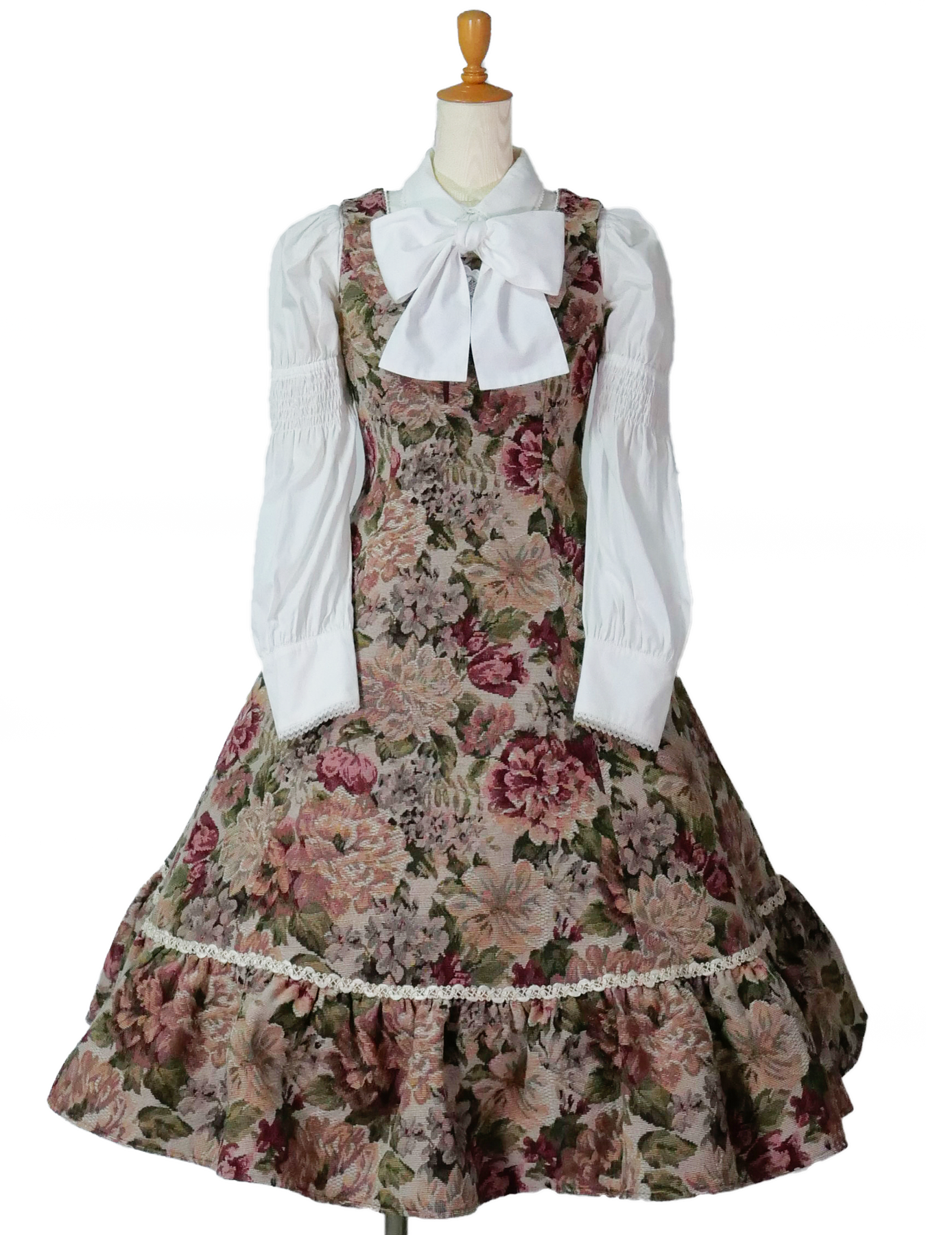 Victorian maiden ゴブラン柄 JSK ボルドー　ローズ Rose Gobelin Tapestry JSK with Cape by Victorian Maiden