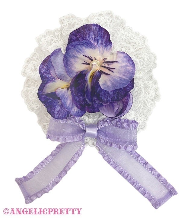 新品未着用　アンジェリックプリティ　パンジー　リボン　レース　ヘアクリップ Lacy Pansy Clip Set by Angelic Pretty