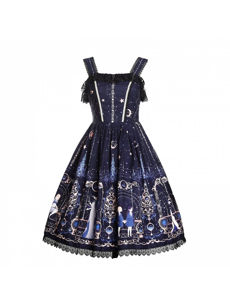 The Starry Night 星空 月 星座 ゴシック ロリータ JSK Zhijinyuan ~ Starry Night JSK by Chinese Indie Brand