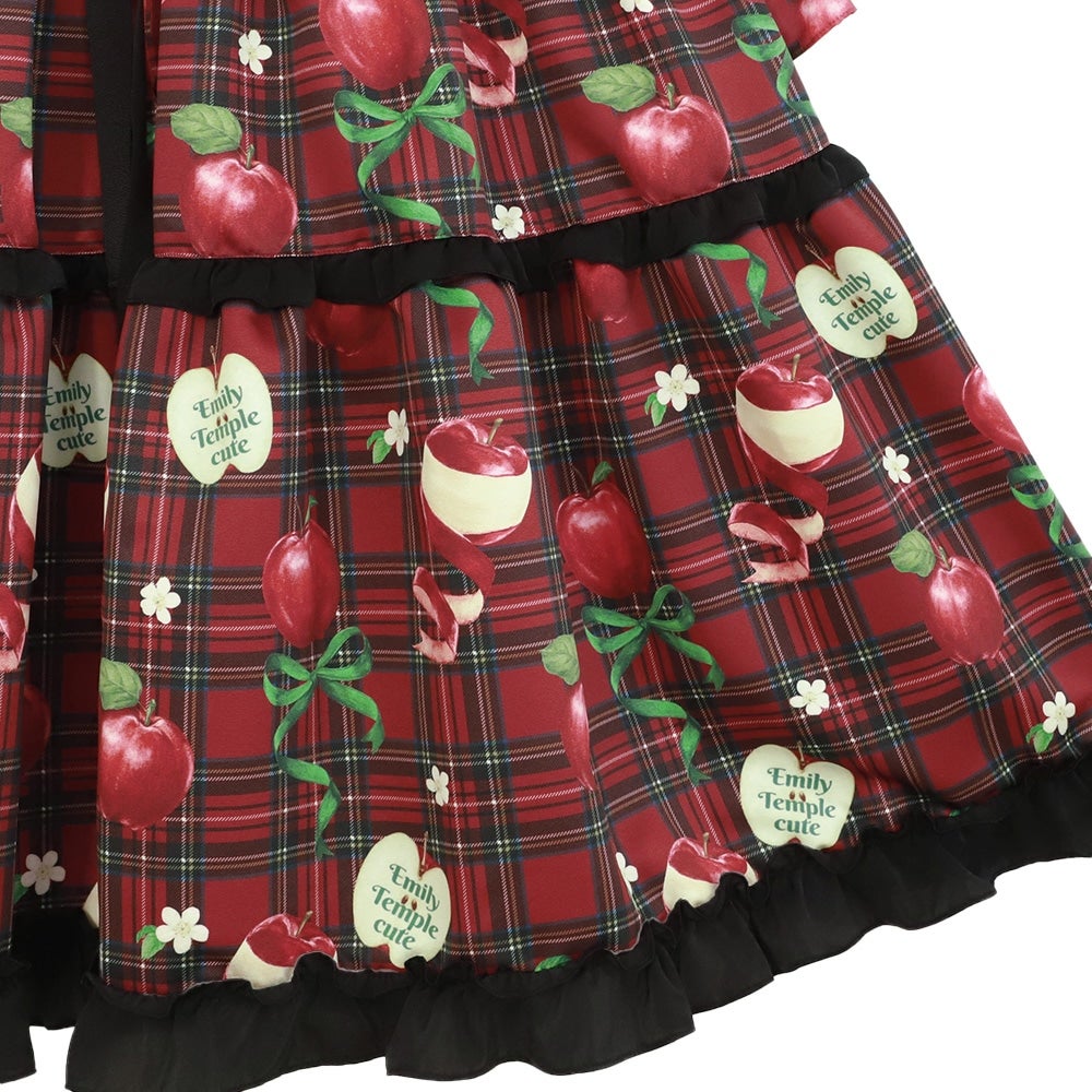 Tartan Ribbon Apple Long OP by Emily Temple Cute