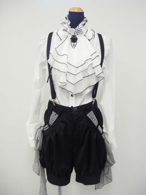 Kuroshitsuji Ciel Stand Collar Jabot & Brooch Blouse by Black