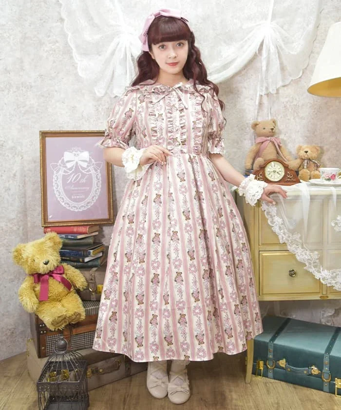 axes femme kawaii RosyBearワンピース(ワイン) Kawaii ~ Rosy Bear OP by Axes Femme
