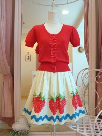 Whipped Strawberry Print Skirt by Emily Temple Cute