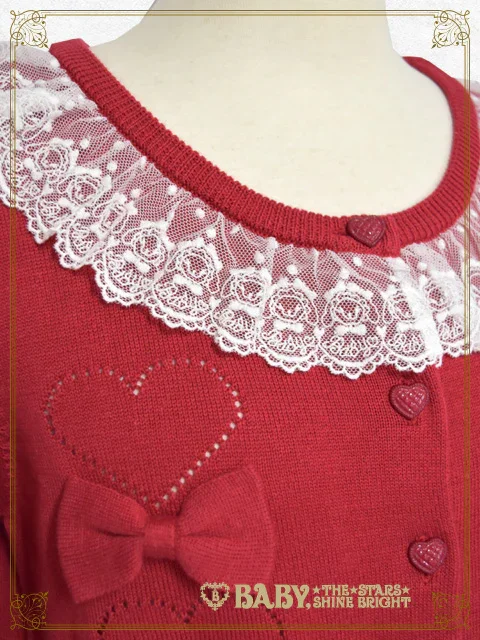 Usakumya Lace Heart and Ribbon Cardigan by Baby, the Stars Shine