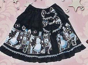 Black Cat Alice's Strange Tea Party in the Country of Sweets Skirt