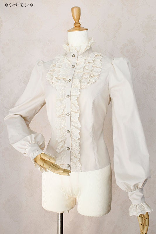 Cotton Lace Standing Collar Blouse (2020) by Victorian Maiden