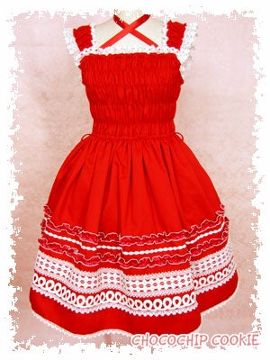 Shirring JSK with Ruffled Apron by Chocochip Cookie