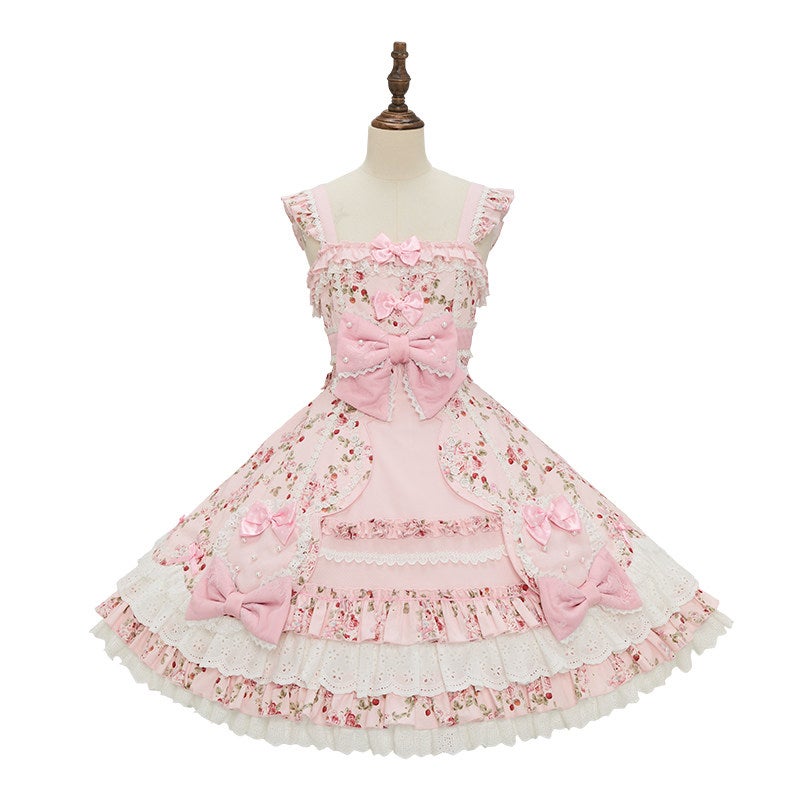 【新品未使用】pionunnal☆STRAWBERRY☆ストロベリー☆MILK☆ Summer Fairy ~ Strawberry Momo Party Floral JSK by Chinese Indie Brand