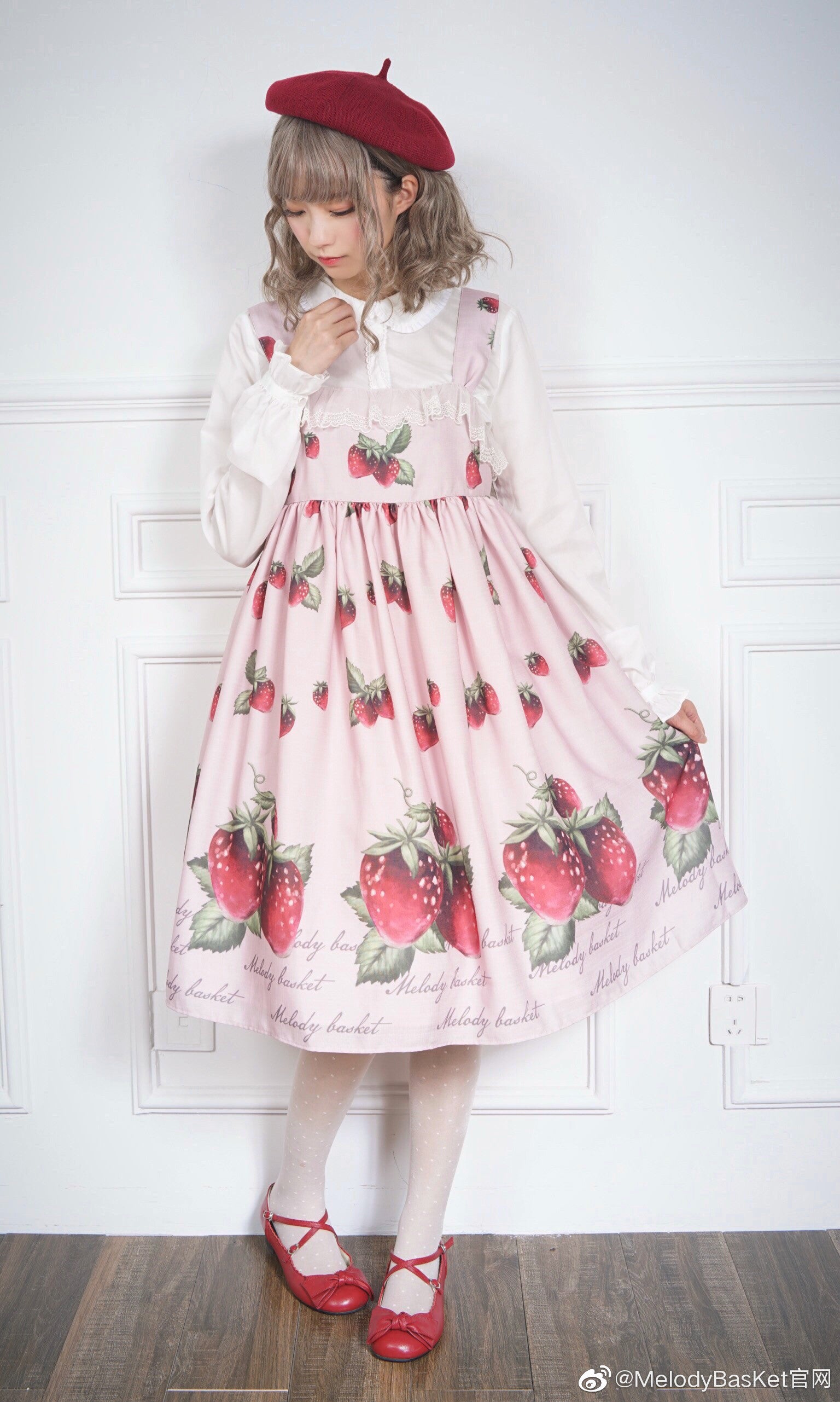 Natural Strawberry Lace JSK by Melody BasKet