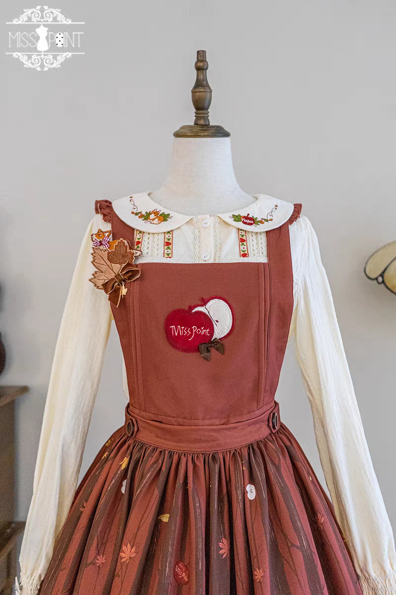 Miss Point ~ Fat Fox in the Forest Apron Skirt with Detachable Bib