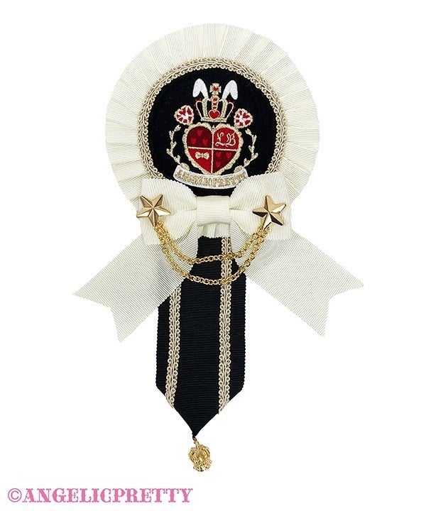 Lyrical Bunny College Patch Rosette Brooch by Angelic Pretty