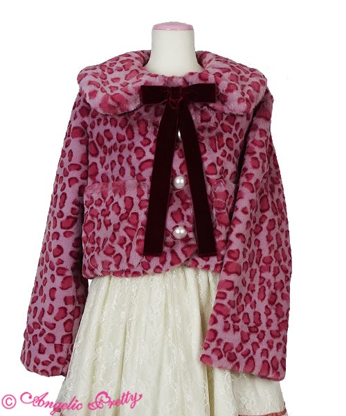 Lady Leopard Fur Short Coat by Angelic Pretty