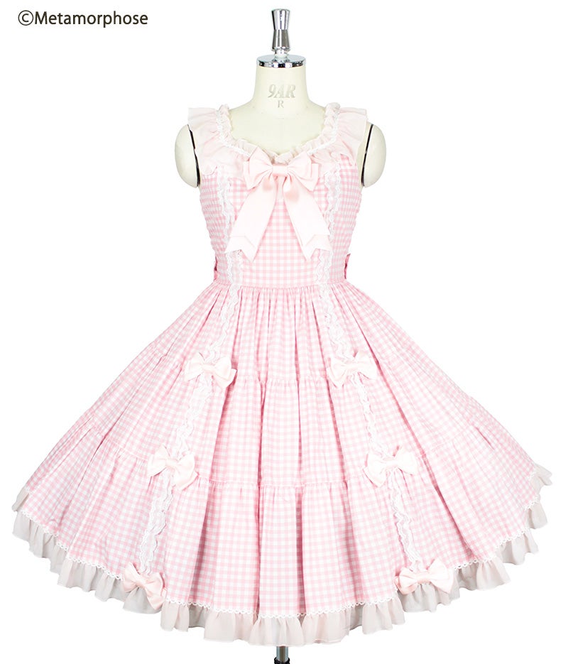 Fluffy Frill Tiered JSK (Gingham) (Plus Size) by Metamorphose