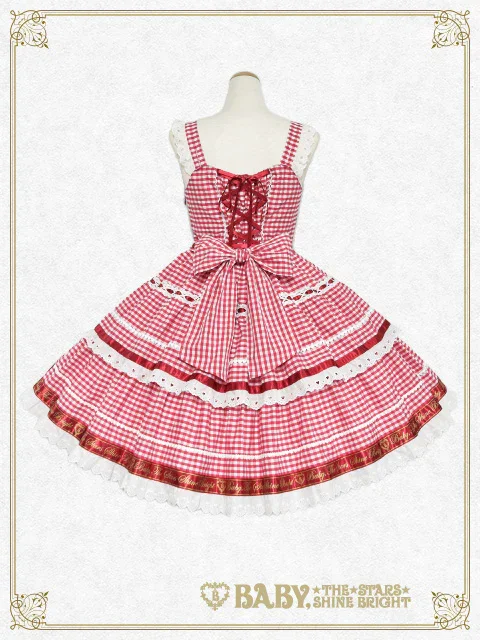 Swinging Strawberry's Happy Berry Present Gingham JSK by Baby, the