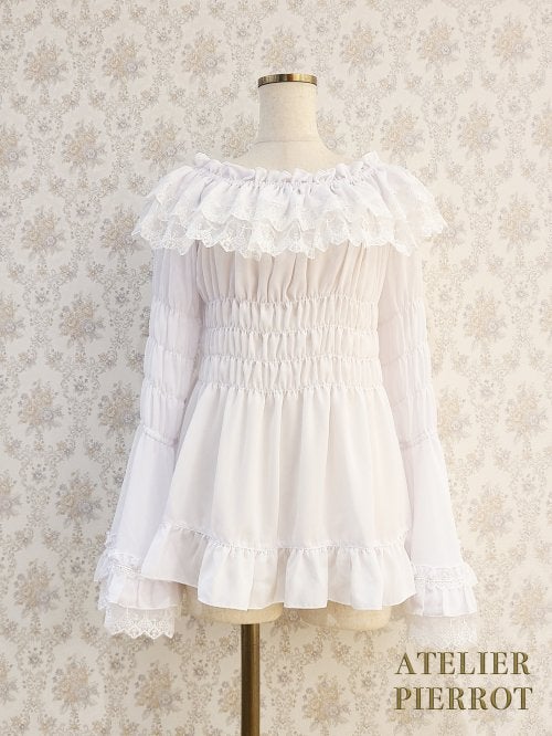 トップス ATELIER PIERROT princess sleeve blouse Double Lace Shirring Princess Sleeve Blouse (2022) by Atelier Pierrot