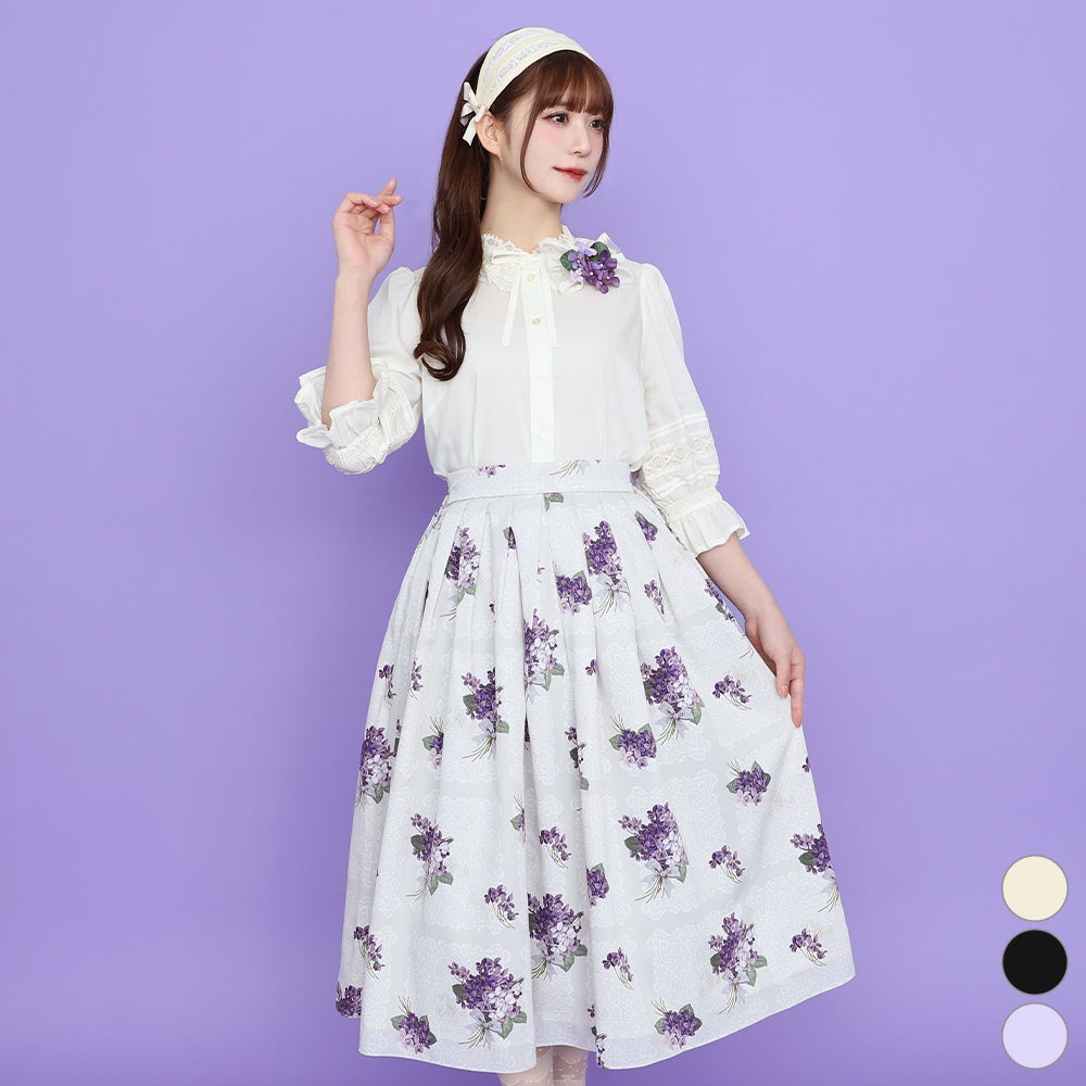 Violet Lace Tuck Skirt by Melody BasKet